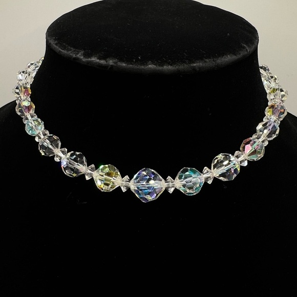 Laguna Vintage AB Aurora Borealis Crystal Graduated Beaded Necklace and Earrings - Picture 1 of 7